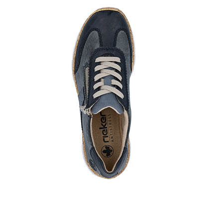 Rieker Ladies Lightweight Zip Side Lace Casual Shoe.