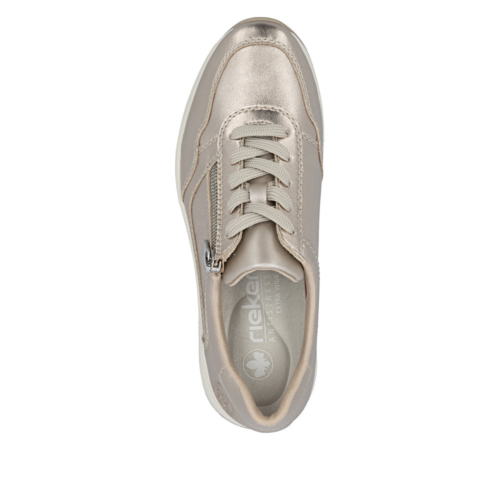 Rieker Ladies Metallic Leather Wedge Heel Sneaker