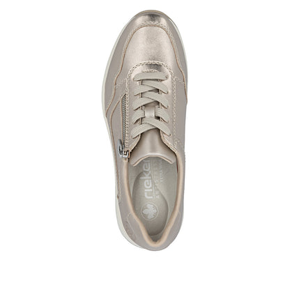 Rieker Ladies Metallic Leather Wedge Heel Sneaker