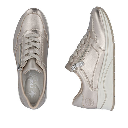 Rieker Ladies Metallic Leather Wedge Heel Sneaker