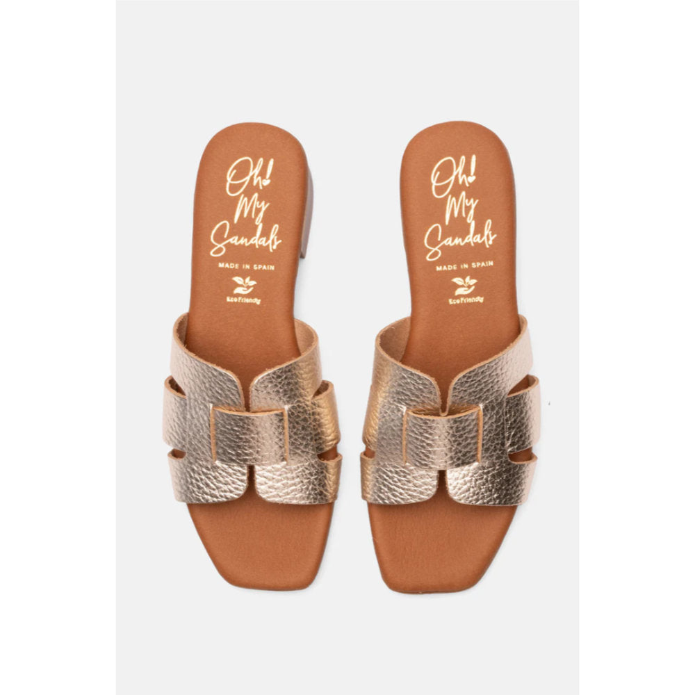 Oh! My Sandals Ladies Platted Front Slider Ingrid Platino