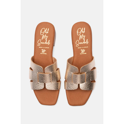Oh! My Sandals Ladies Platted Front Slider Ingrid Platino