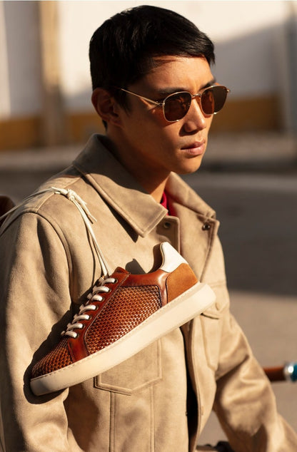 Ambitious Eclipse Men's Woven Effect Lace Up Premium Sneaker