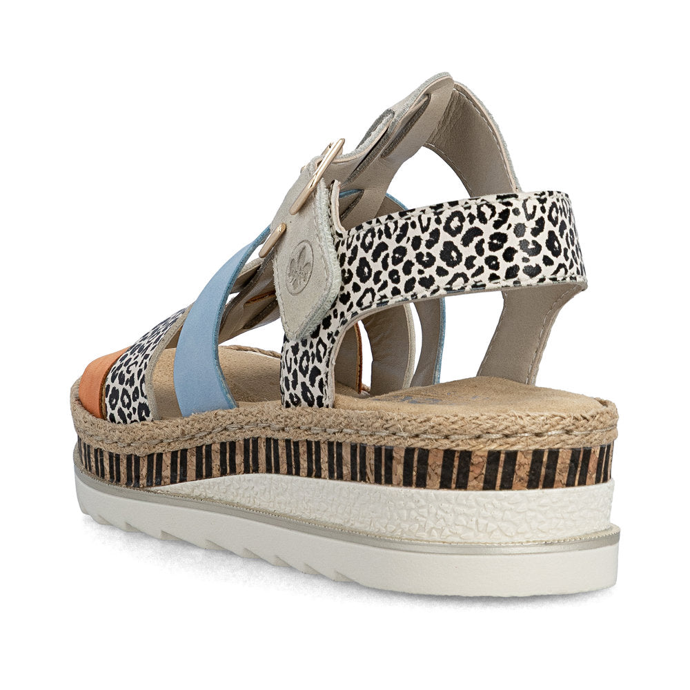 Rieker Ladies Multi Colour Flatform Sandal