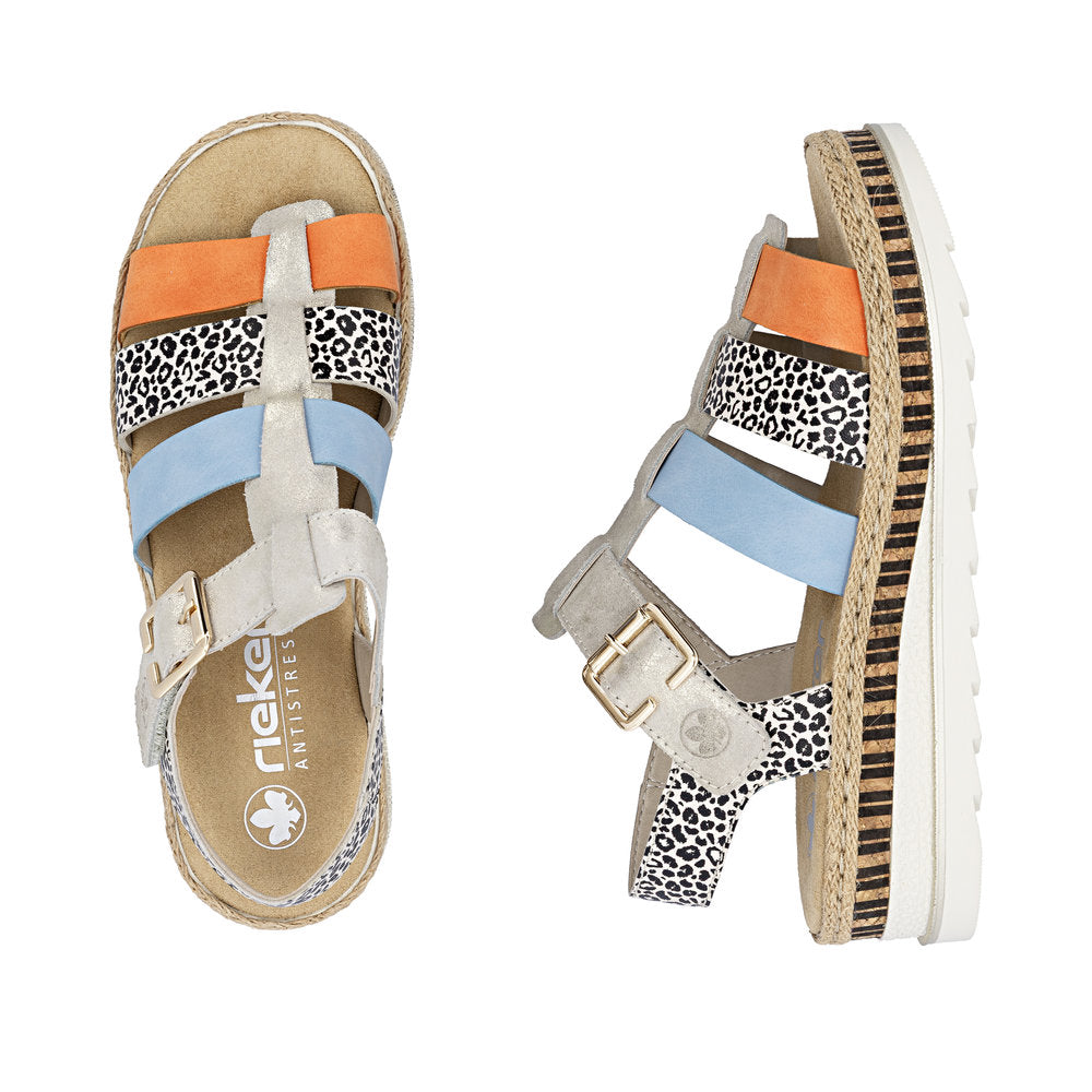 Rieker Ladies Multi Colour Flatform Sandal