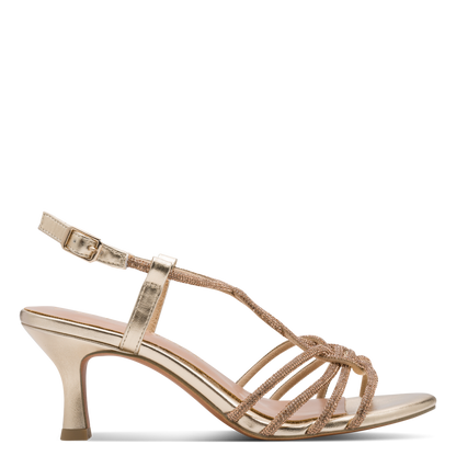 Marco Tozzi Strappy Crystal Mid Heel Sandal