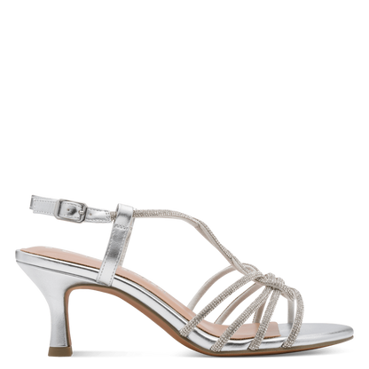 Marco Tozzi Strappy Crystal Mid Heel Sandal