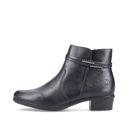 Rieker Ladies Zip Sided Ankle Boot Low Heel