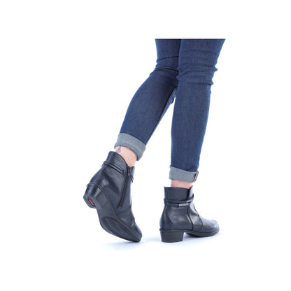 Rieker Ladies Zip Sided Ankle Boot Low Heel