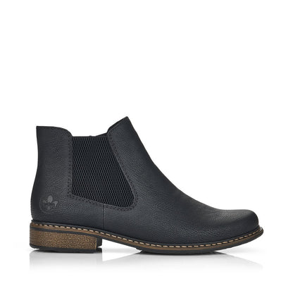 Rieker Ladies Flat Elastic Sided Ankle Boot Blk