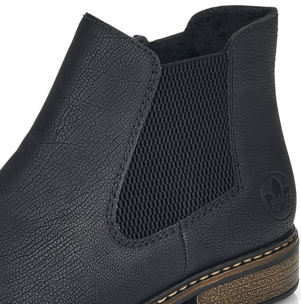 Rieker Ladies Flat Elastic Sided Ankle Boot Blk