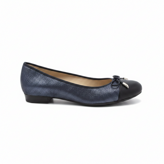 Ara Bari Bow Trim Low Heel Navy Pump