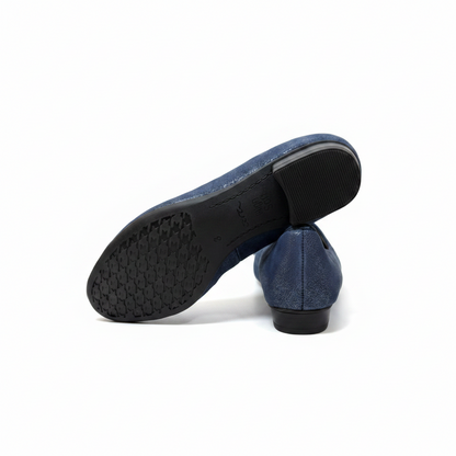 Ara Bari Bow Trim Low Heel Navy Pump
