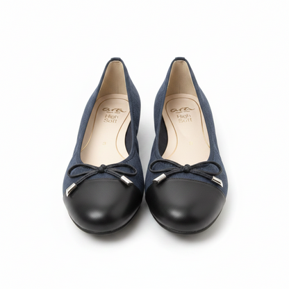 Ara Bari Bow Trim Low Heel Navy Pump