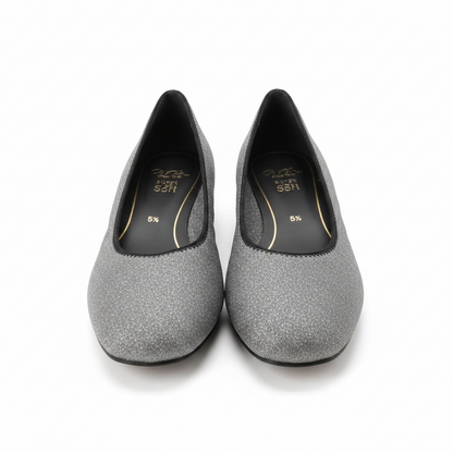 Ara Graz Metallic Twinkle Low Heel Silver Court Shoe