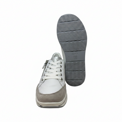 Ara Sapporo 12-27534 Ladies Flatform White Zip Side Sneaker