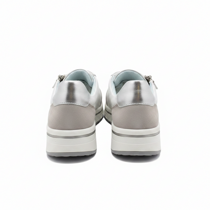 Ara Sapporo 12-27534 Ladies Flatform White Zip Side Sneaker