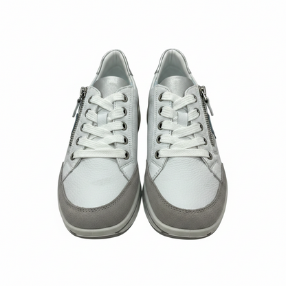 Ara Sapporo 12-27534 Ladies Flatform White Zip Side Sneaker