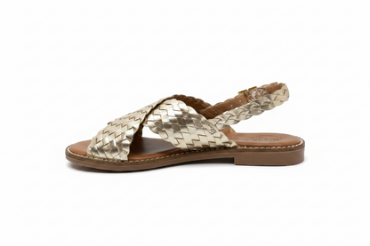Oh! My Sandals Woven Leather Cross Strap Sandal