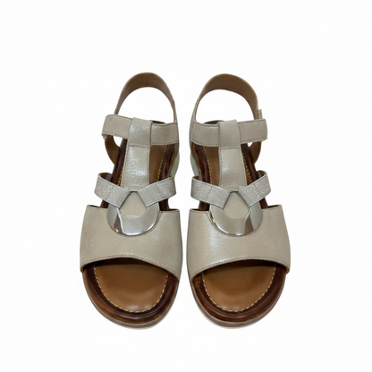 Ara Kreta Disc Trim Elastic And Adjustable Beige Strap Sandal
