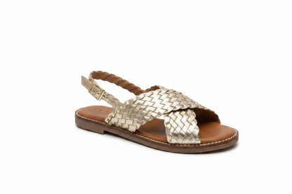 Oh! My Sandals Woven Leather Cross Strap Sandal