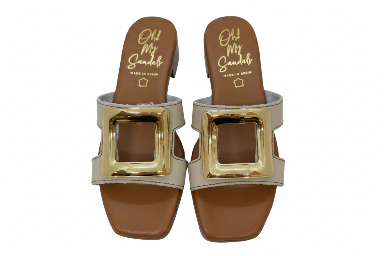 Oh! My Sandals Metallic Trim Backless  Sandal