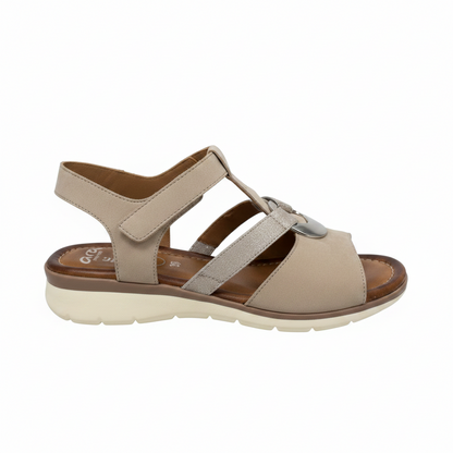Ara Kreta Disc Trim Elastic And Adjustable Beige Strap Sandal