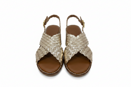 Oh! My Sandals Woven Leather Cross Strap Sandal