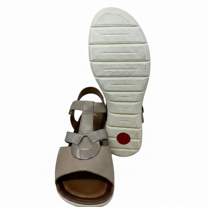 Ara Kreta Disc Trim Elastic And Adjustable Beige Strap Sandal