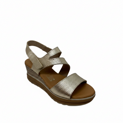 Oh! My Sandals Ladies Wedge Heel Cross Strap Platino Sandal