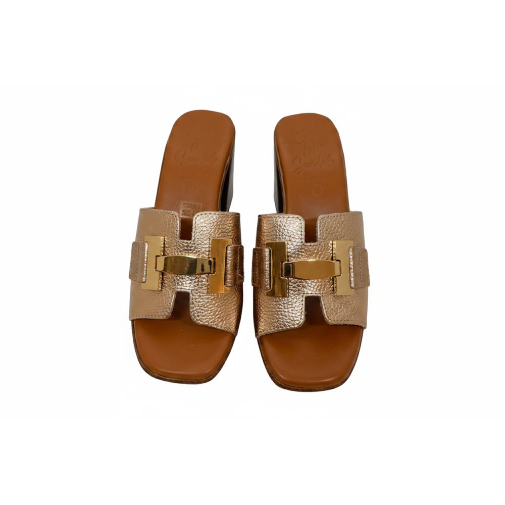 Oh! My Sandals Ladies Block Heel Backless Sandal