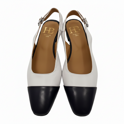 HB Italia Ladies Toe Cap Low Heel Sling Back