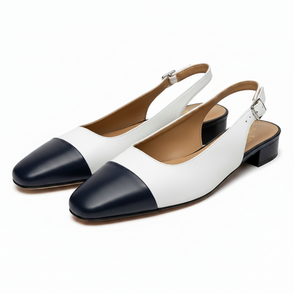 HB Italia Ladies Toe Cap Low Heel Sling Back
