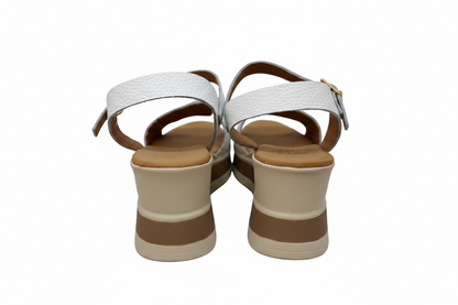 Oh! My Sandals Ladies Flatform Circle Trim White Sandal