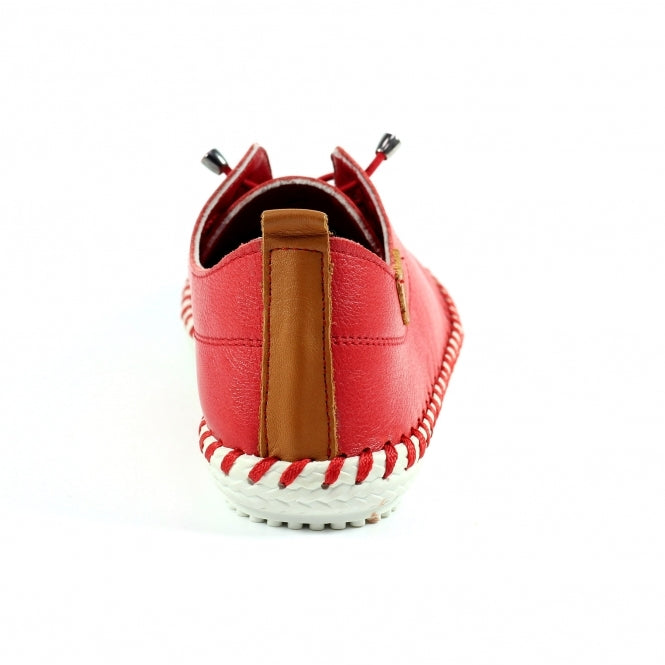 Lunar St Ives ladies Elastic Tie Leather Casual Shoe
