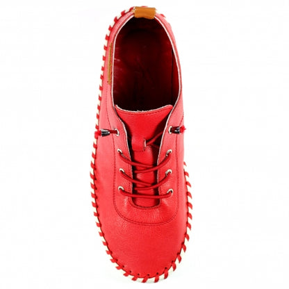 Lunar St Ives ladies Elastic Tie Leather Casual Shoe