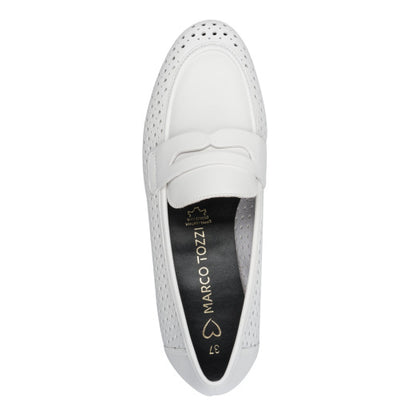 Marco Tozzi Ladies White Low Heel Loafer