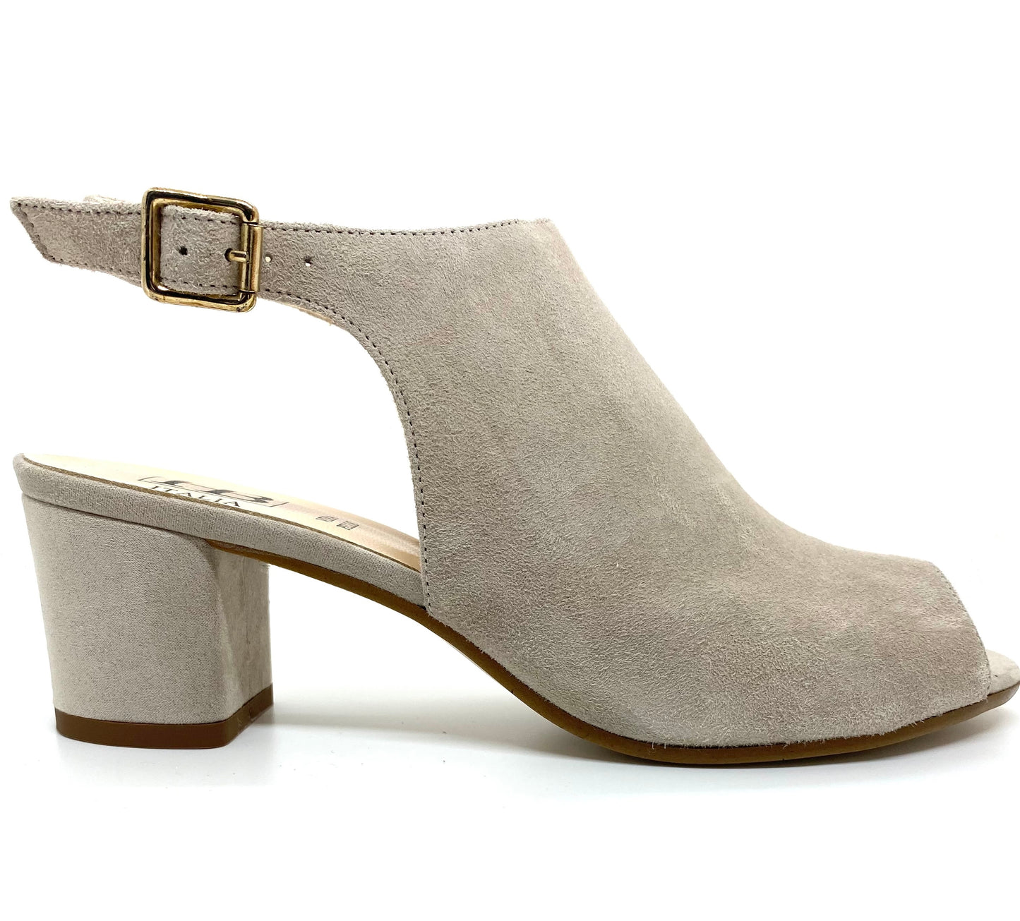 HB Shoes Ladies Mid Heel Open Toe Sandal (BEIGE)