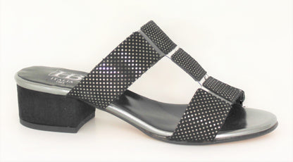 Mid Heel Slip On Open Toe Mule Sandal