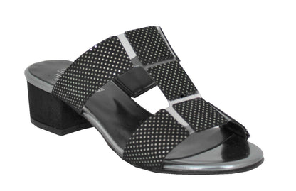 Mid Heel Slip On Open Toe Mule Sandal