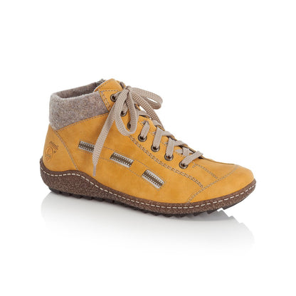 Rieker Ladies Lace Ankle Boot Yellow