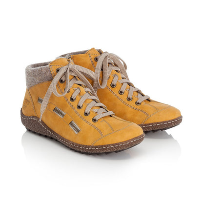 Rieker Ladies Lace Ankle Boot Yellow