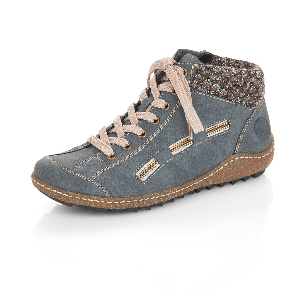 Rieker Ladies Lace Up Ankle Boot Light Blue