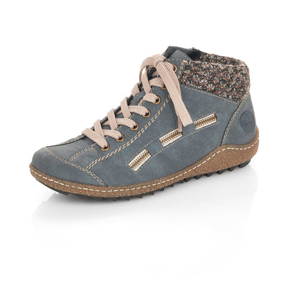 Rieker Ladies Lace Up Ankle Boot Light Blue
