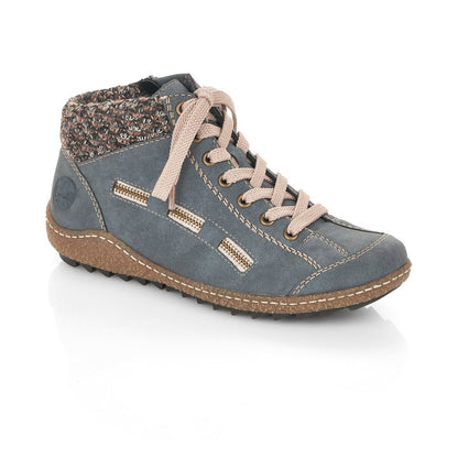 Rieker Ladies Lace Up Ankle Boot Light Blue
