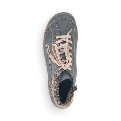 Rieker Ladies Lace Up Ankle Boot Light Blue