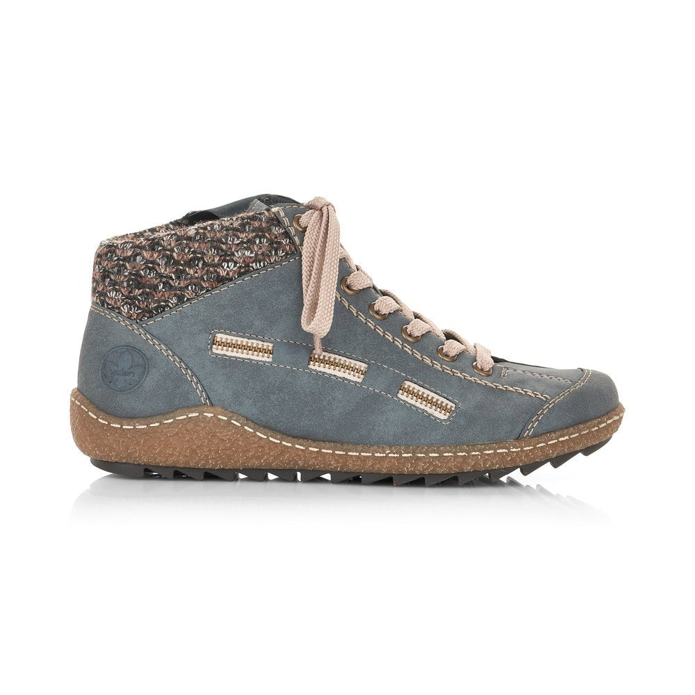 Rieker Ladies Lace Up Ankle Boot Light Blue