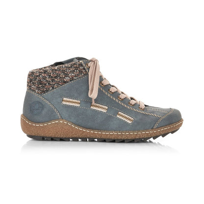 Rieker Ladies Lace Up Ankle Boot Light Blue