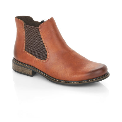 Rieker Ladies Flat Elastic Sided Ankle Boot Tan