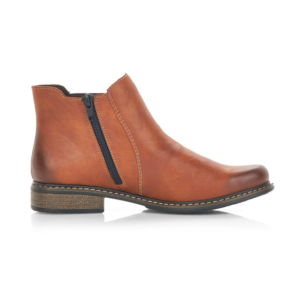 Rieker Ladies Flat Elastic Sided Ankle Boot Tan